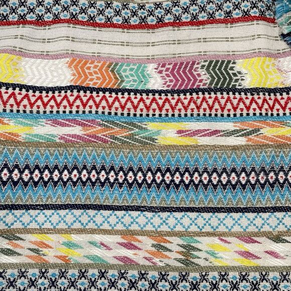 Ivy Jane Colorful Serape Poncho Shirt Boho Fringe Aztec Blanket L Western Mexico - Picture 5 of 8